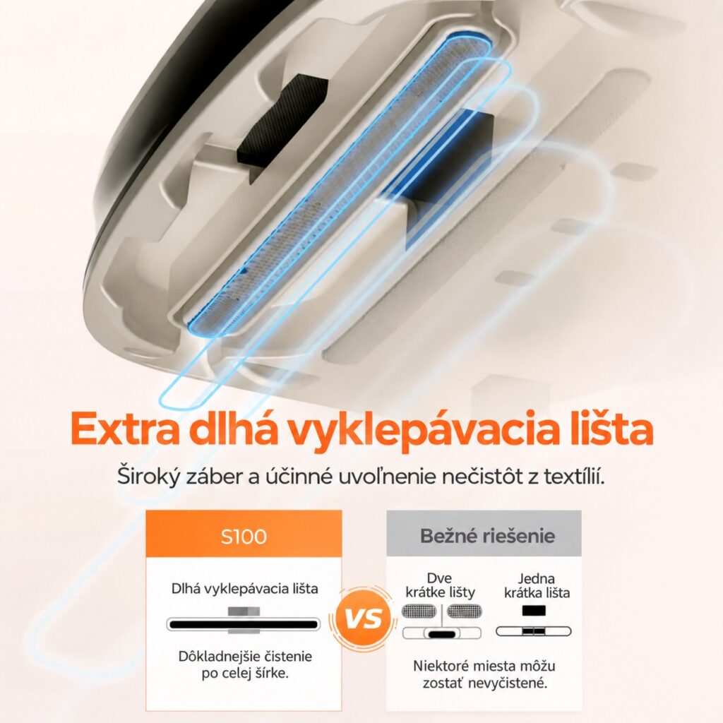 Dlhá vyklepávacia lišta na spodnej strane JIGOO S100.
