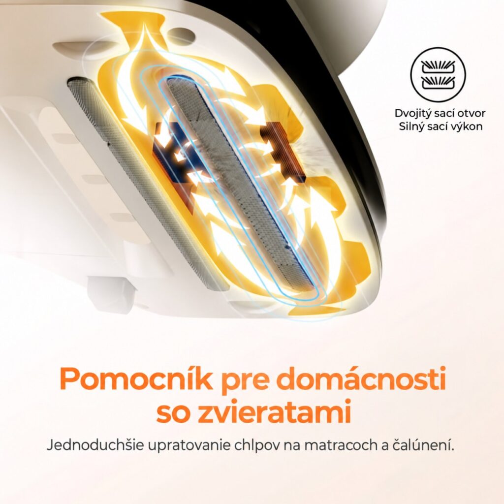 Dva sacie otvory vysávača na matrace JIGOO S100.