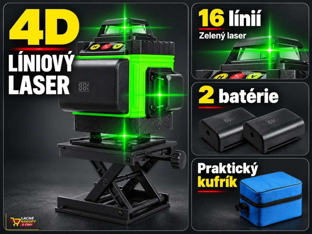 4D líniový laser so 16 líniami, dvoma batériami a kufríkom