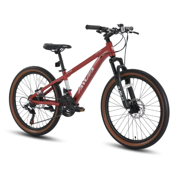 Červený horský bicykel AIVA na bielom pozadí