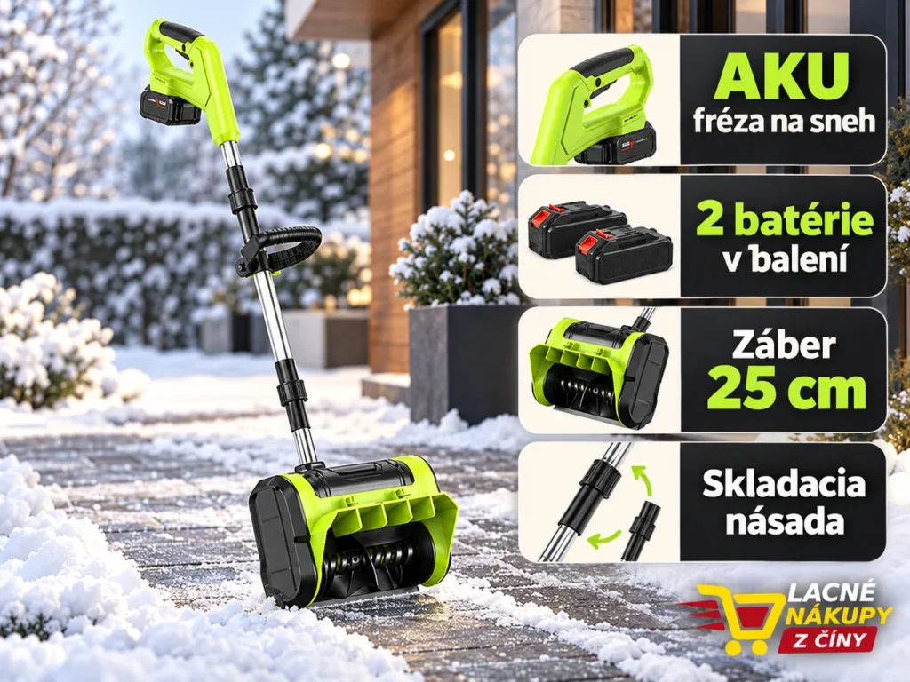 Zelená AKU fréza na sneh s prehľadom výbavy