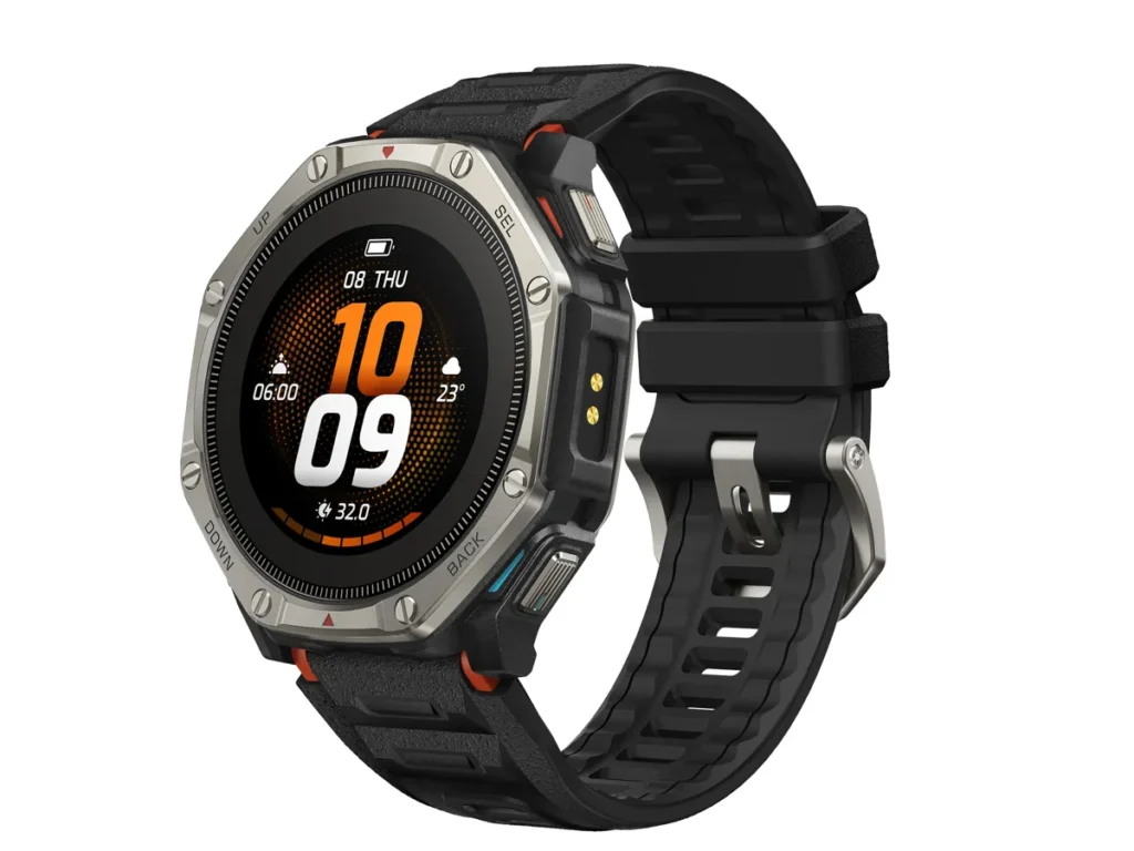 Amazfit T-Rex Dual Solar s čiernym remienkom a titánovou lunetou