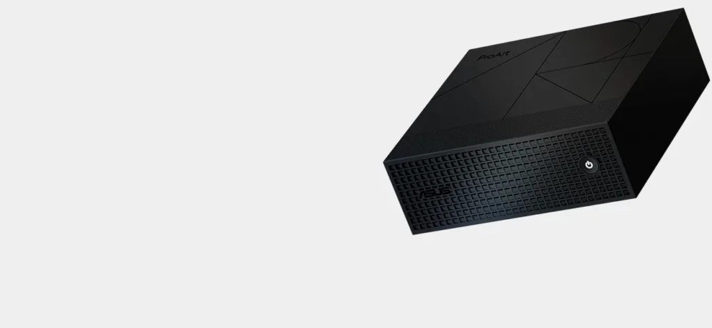Čierny ASUS ProArt GR1X pri pohľade zhora a spredu