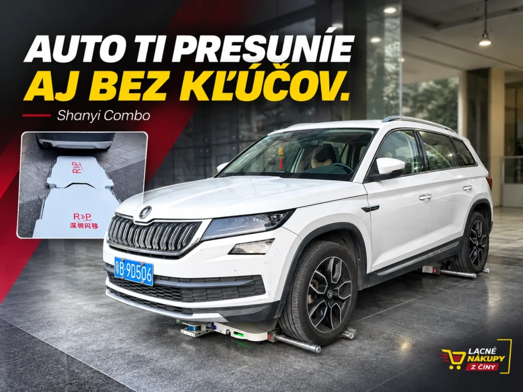 Robot Combo pod vozidlom Škoda v grafike o presúvaní áut bez kľúčov.