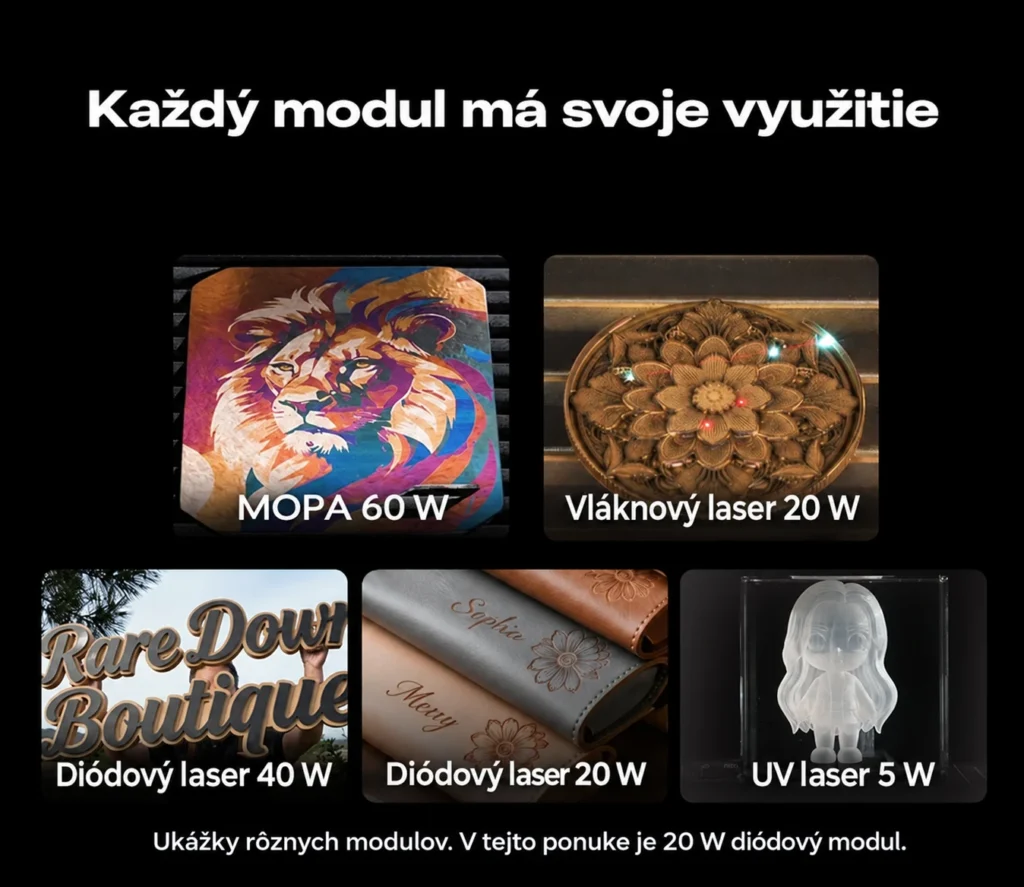 Ukážky projektov piatich typov modulov platformy Falcon T1