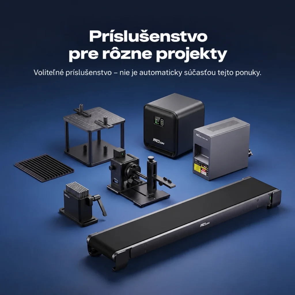 Prehľad voliteľného príslušenstva pre laserovú gravírku Falcon T1