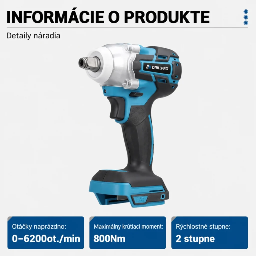 Rázový uťahovák Drillpro zo štvordielnej sady