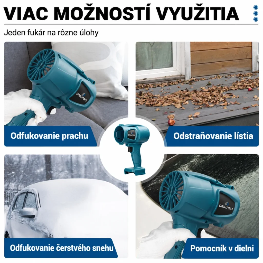 Možnosti využitia fukára Drillpro pri odfukovaní prachu, lístia a čerstvého snehu