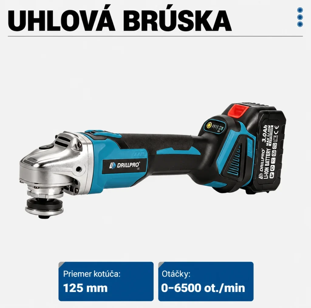 Uhlová brúska Drillpro pre 125 mm kotúče