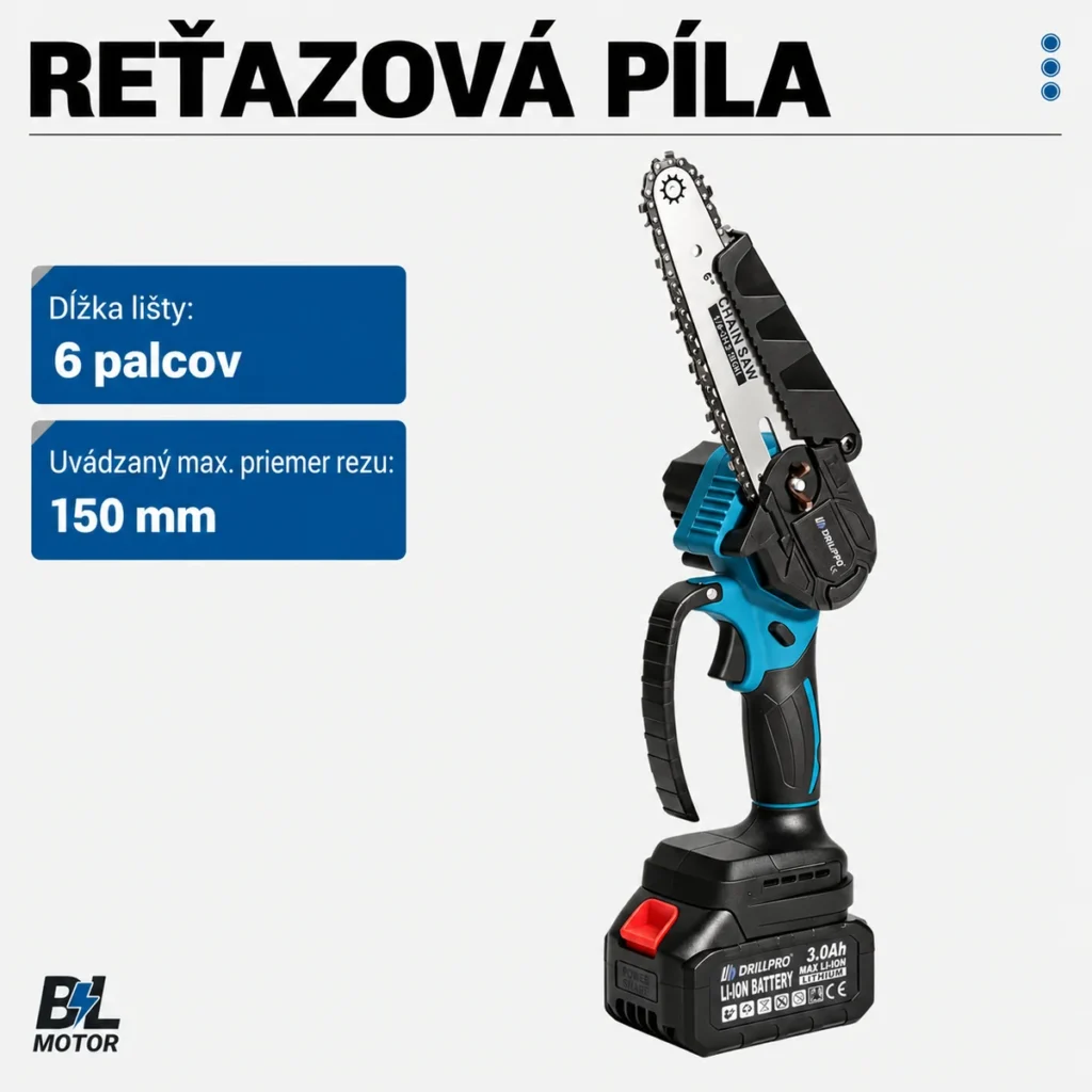 Kompaktná reťazová píla Drillpro so 6-palcovou lištou