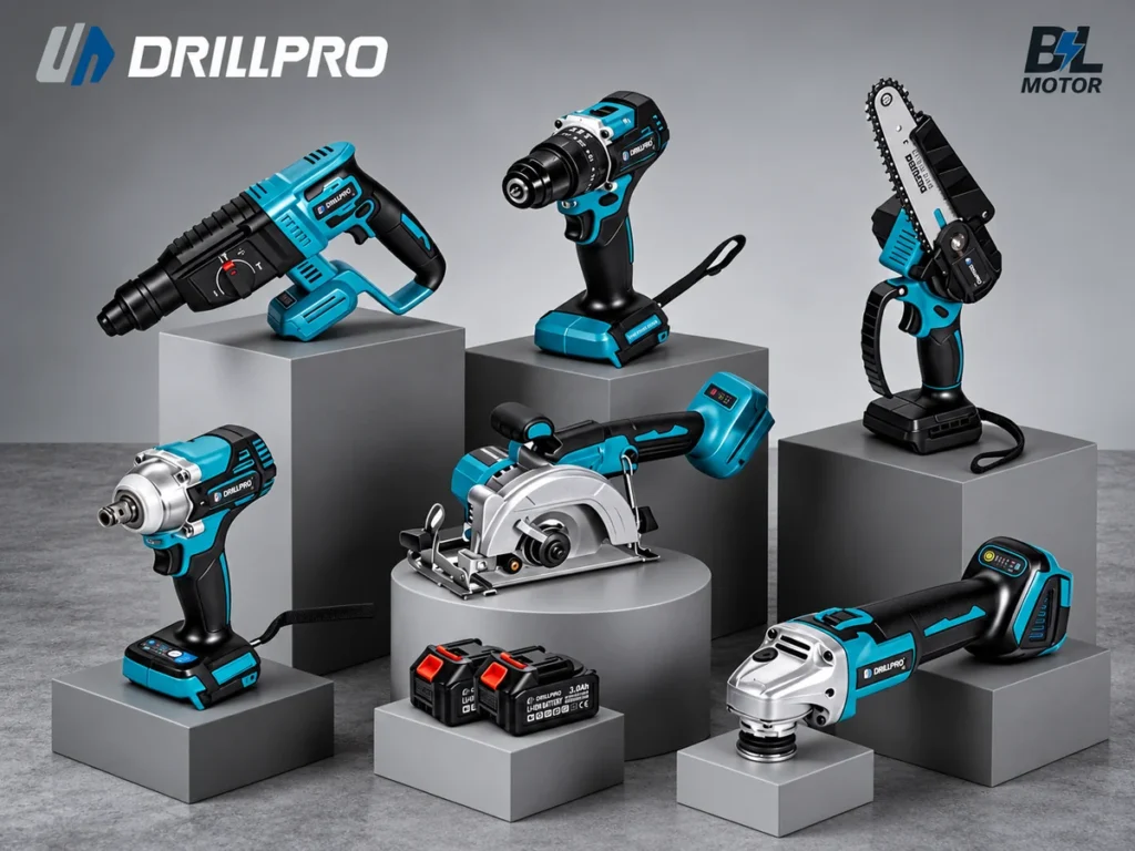 Šesť akumulátorových nástrojov Drillpro a dve batérie