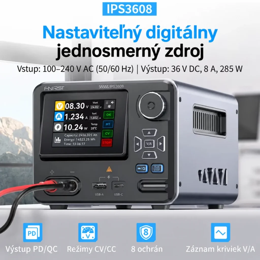 FNIRSI IPS3608 s prehľadom výstupov a ochranných funkcií