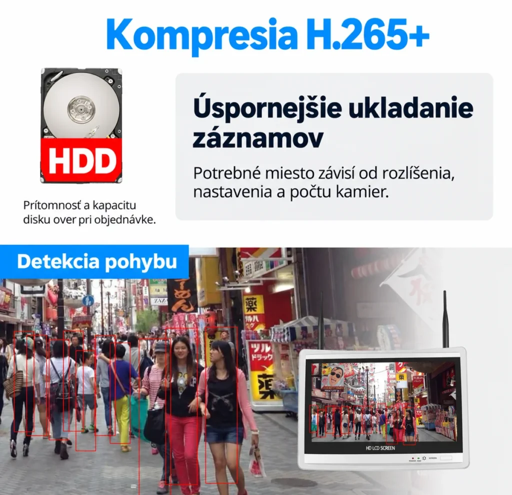 Hiseeu – kompresia H.265+, úložisko a detekcia pohybu