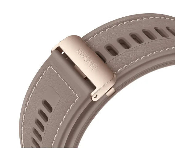 Detail svetlého remienka Huawei Watch D3 a kovovej pracky