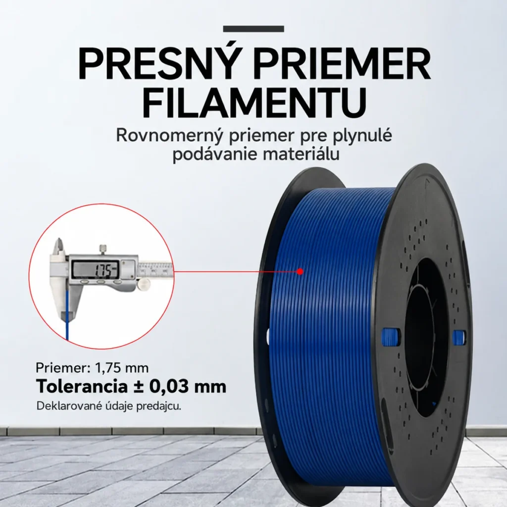 Priemer filamentu KINGROON PETG 1,75 mm s toleranciou ±0,03 mm