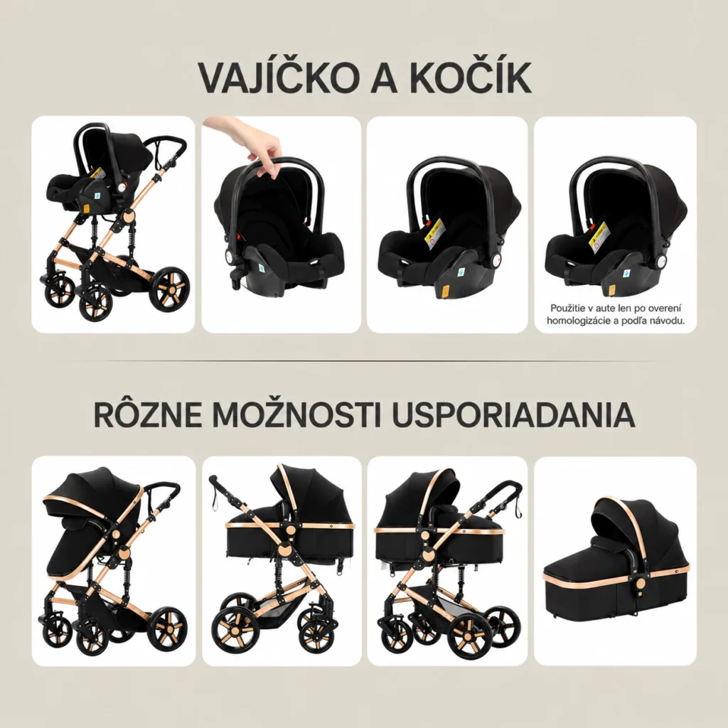 Kočík a odnímateľné vajíčko v rôznych konfiguráciách