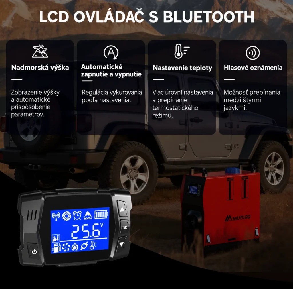 LCD ovládač naftového kúrenia s nastavením teploty a automatickým zapnutím