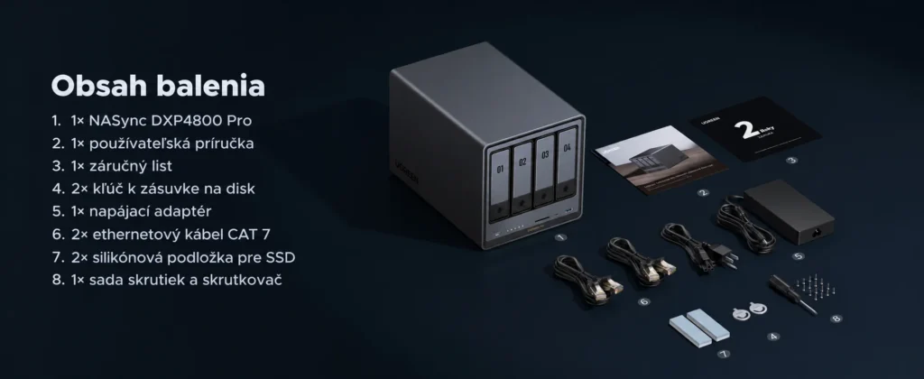 Obsah balenia UGREEN NASync DXP4800 Pro