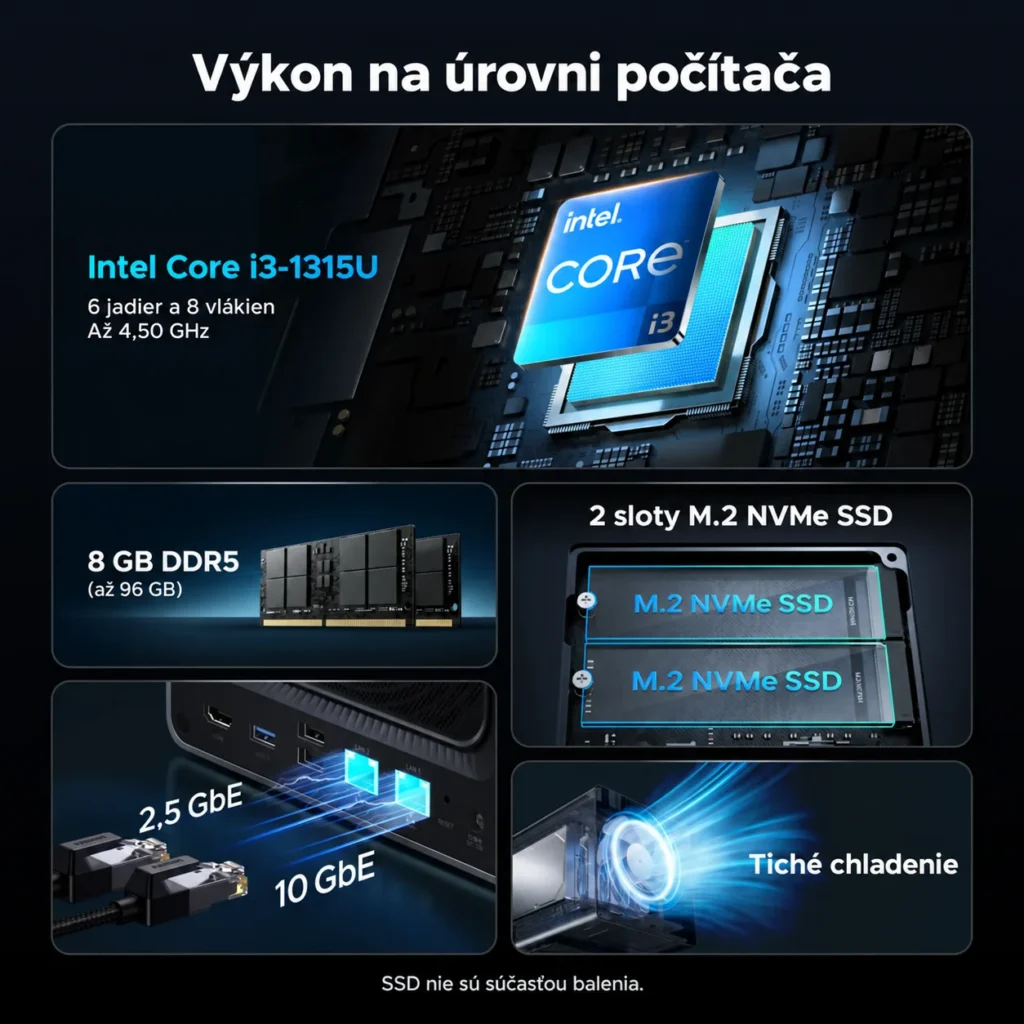Procesor Intel Core i3, pamäť DDR5 a 10 GbE v UGREEN DXP4800 Pro
