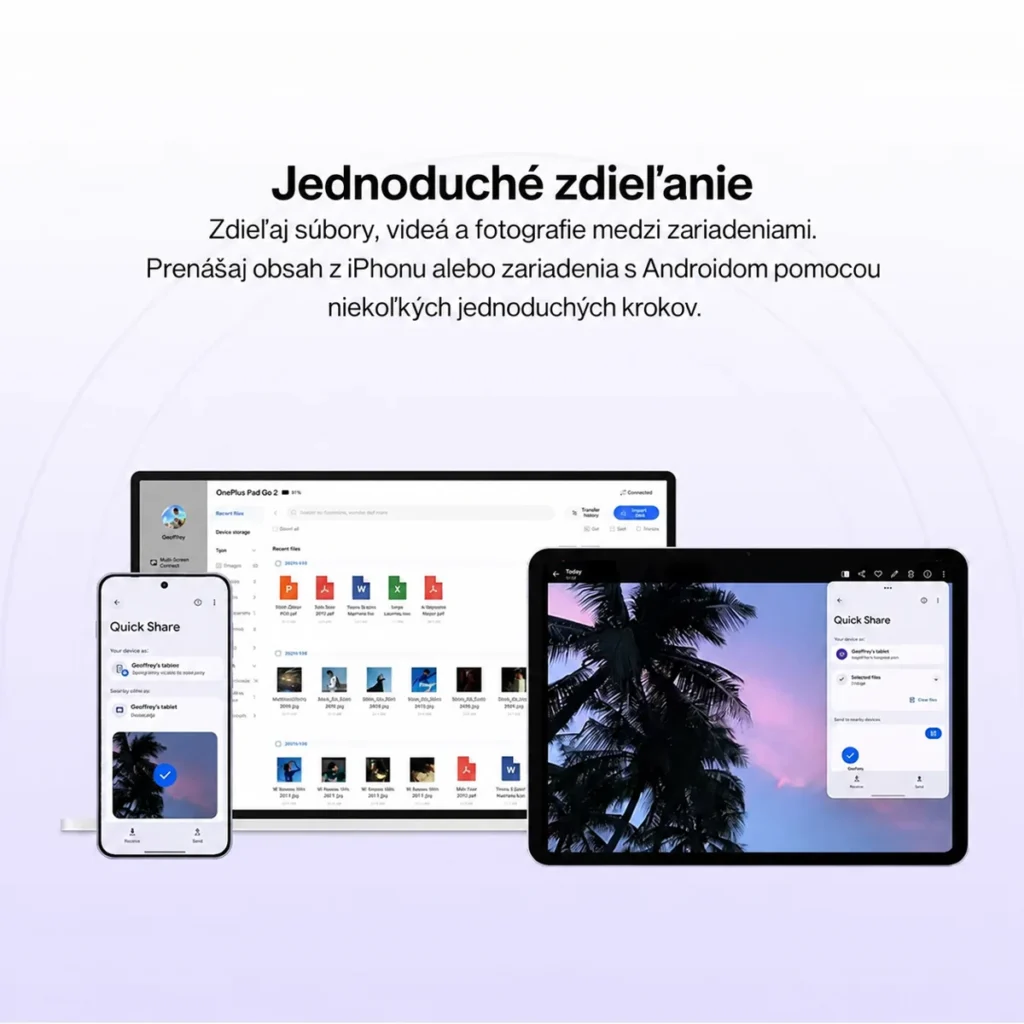 Zdieľanie súborov medzi tabletom OnePlus Pad Go 2 a ďalšími zariadeniami