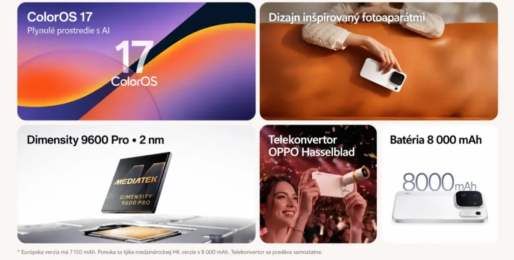 ColorOS 17, Dimensity 9600 Pro, batéria a voliteľný telekonvertor.