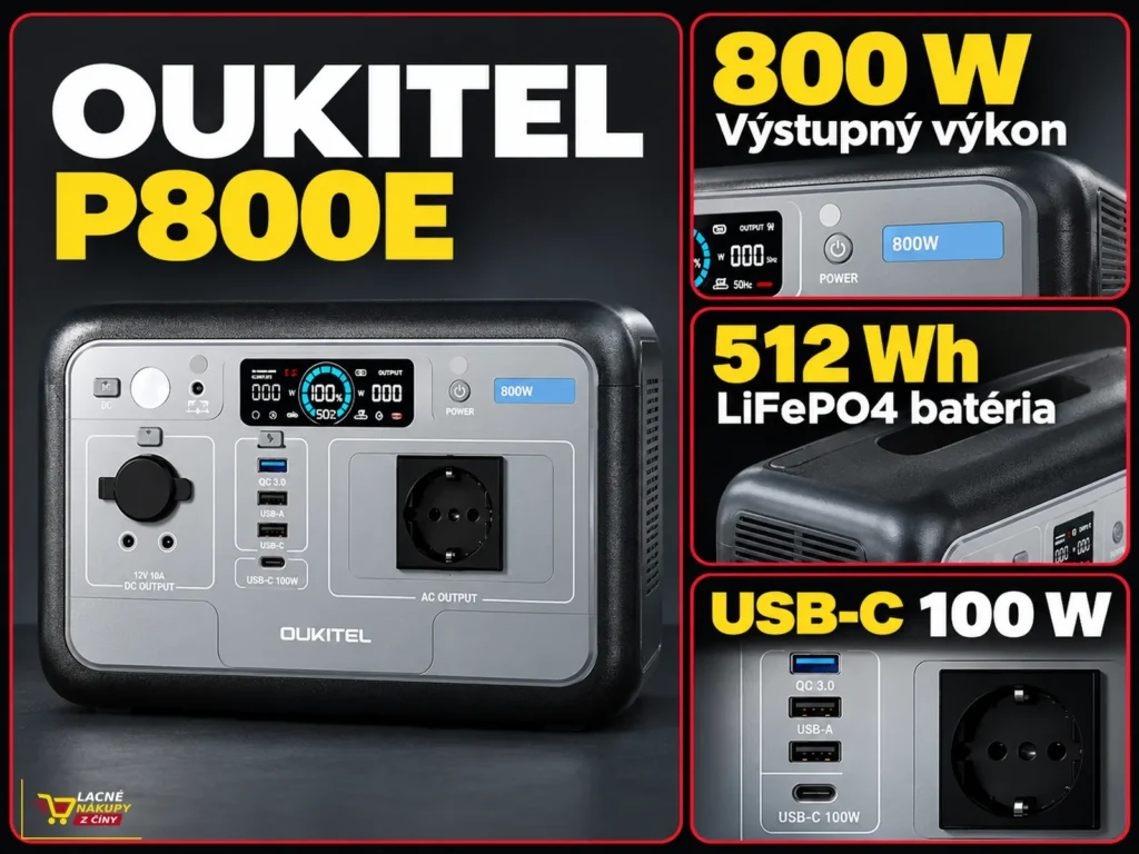 Nabíjacia stanica OUKITEL P800E s výkonom 800 W a kapacitou 512 Wh