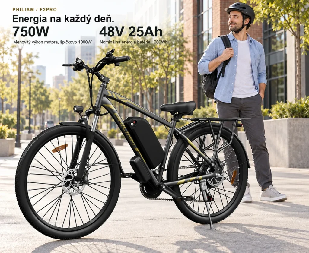 PHILIAM F2 PRO vedľa jazdca v mestskom prostredí