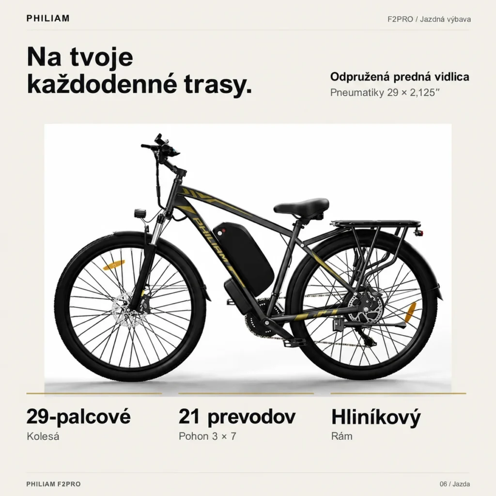 PHILIAM F2 PRO s 29-palcovými kolesami a 21 prevodmi