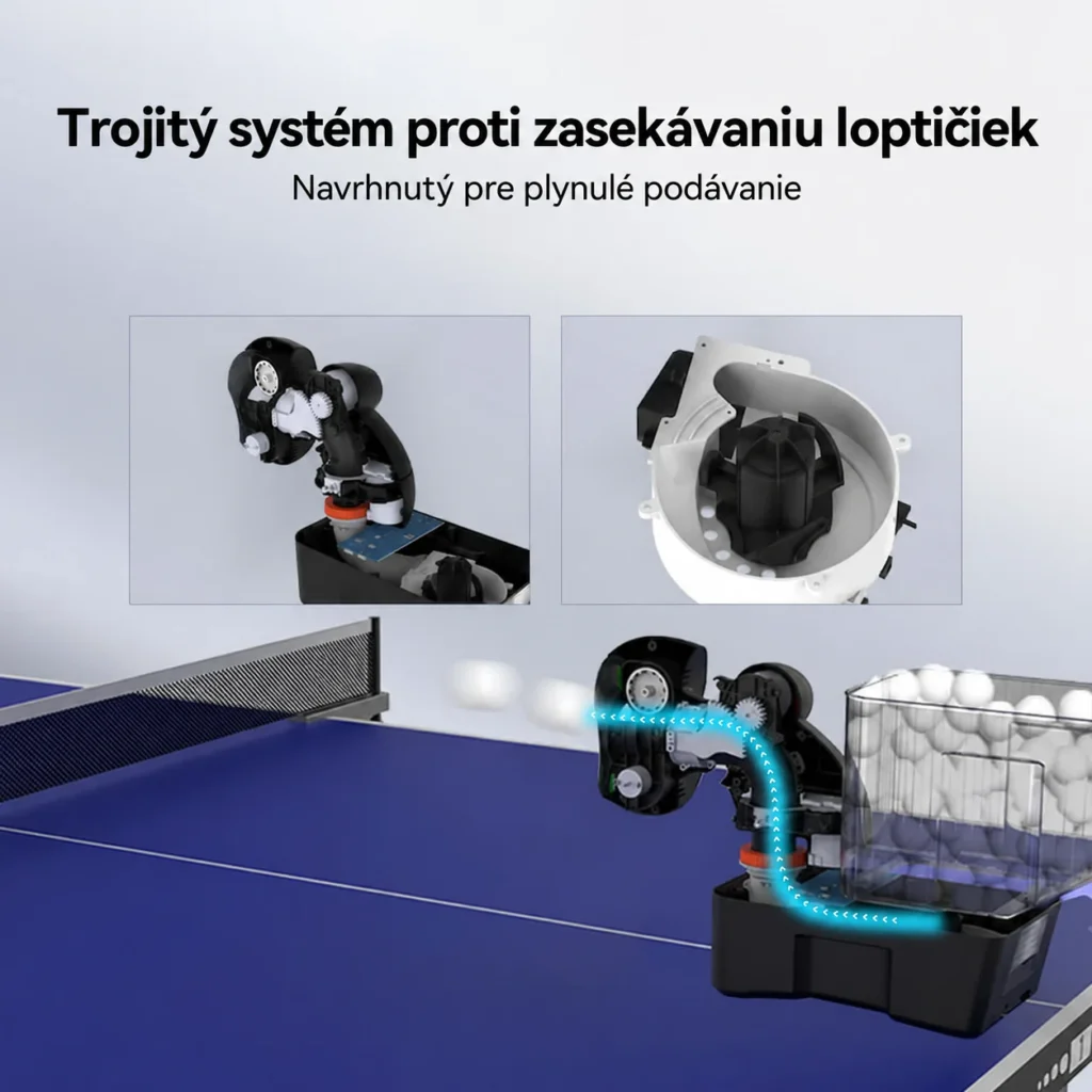 Ilustrácia systému proti zasekávaniu loptičiek v robote PONGBOT Nova S Pro