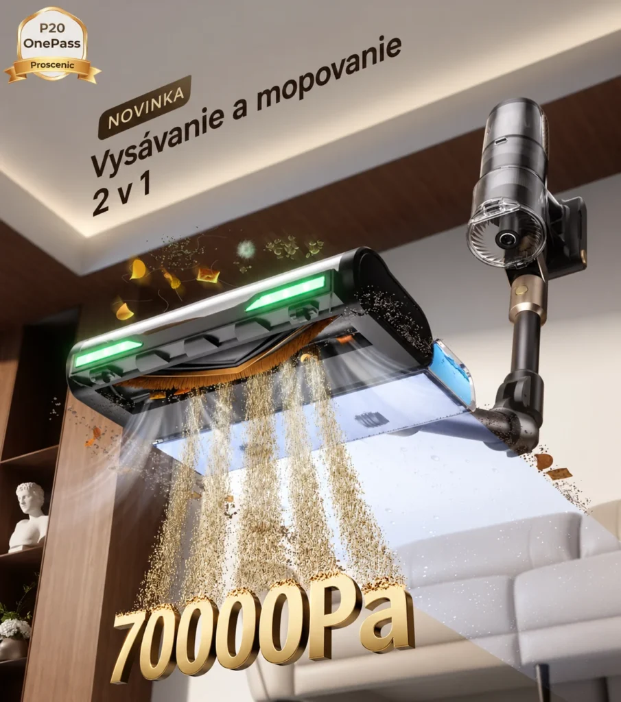 Proscenic P20 OnePass s uvádzaným maximálnym sacím tlakom 70000Pa