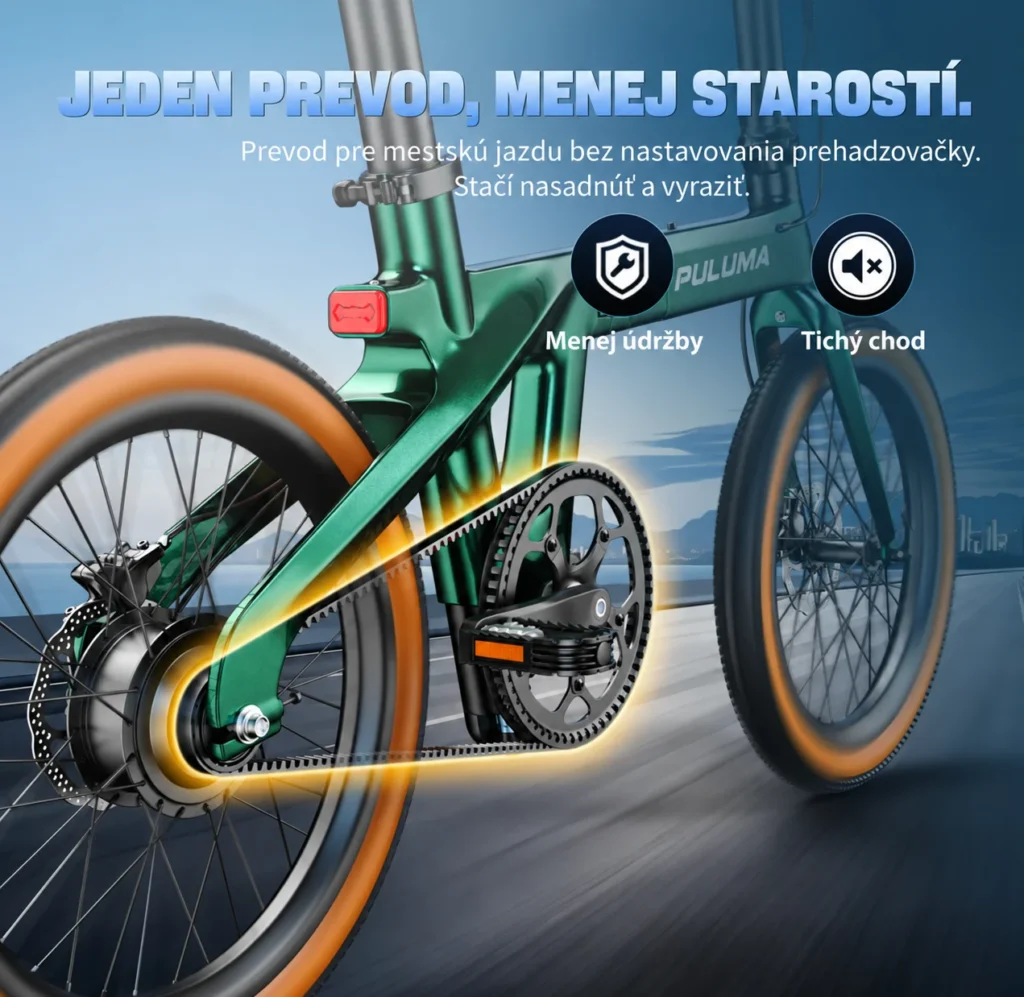 Detail ozubeného remeňa a jednorychlostného pohonu PULUMA PT20.
