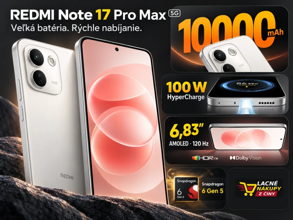 REDMI Note 17 Pro Max s prehľadom batérie, nabíjania a AMOLED displeja