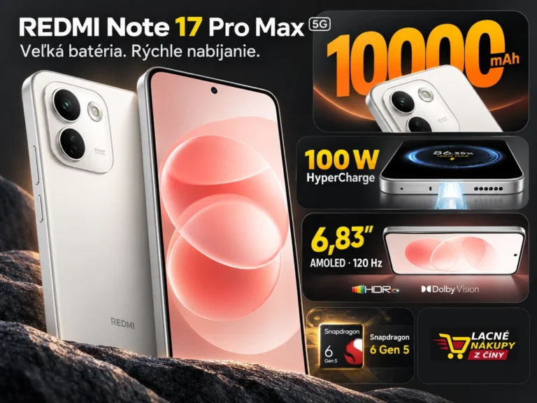 REDMI Note 17 Pro Max s 10 000 mAh batériou, 100 W a 27 W reversným nabíjaním či EU nabíjačkou už od 326 €