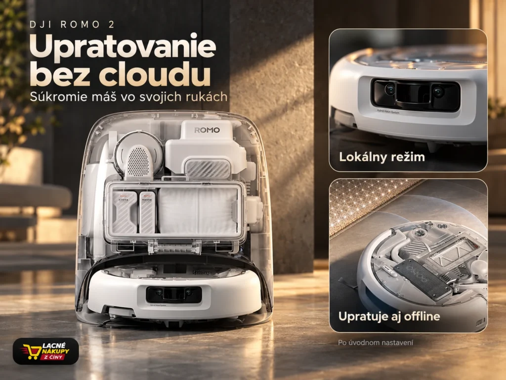 DJI ROMO 2 so stanicou a upozornením na lokálne spracovanie dát