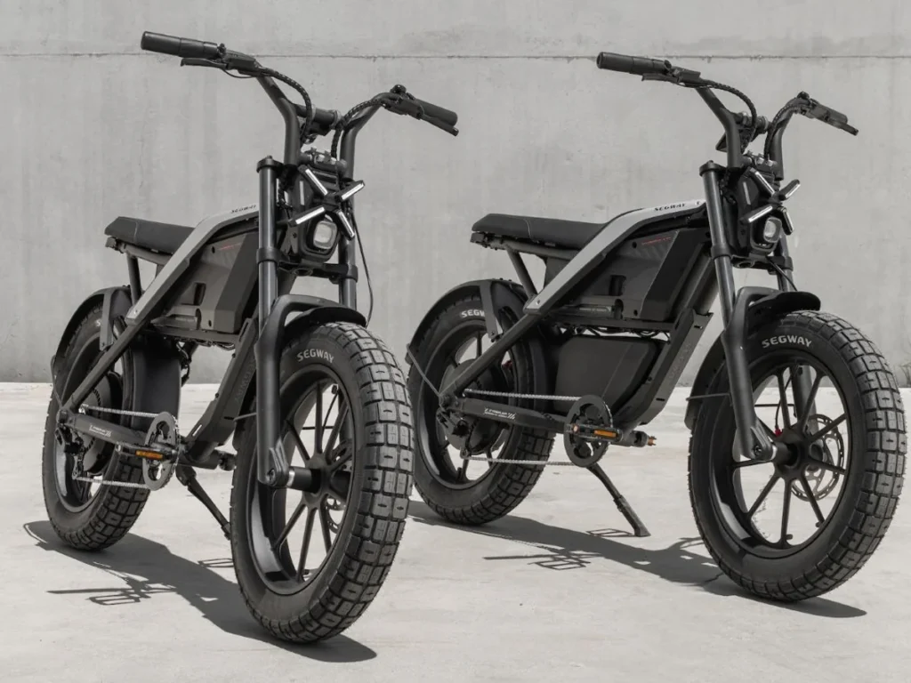 Dva elektrobicykle Segway Xyber Air s širokými pneumatikami