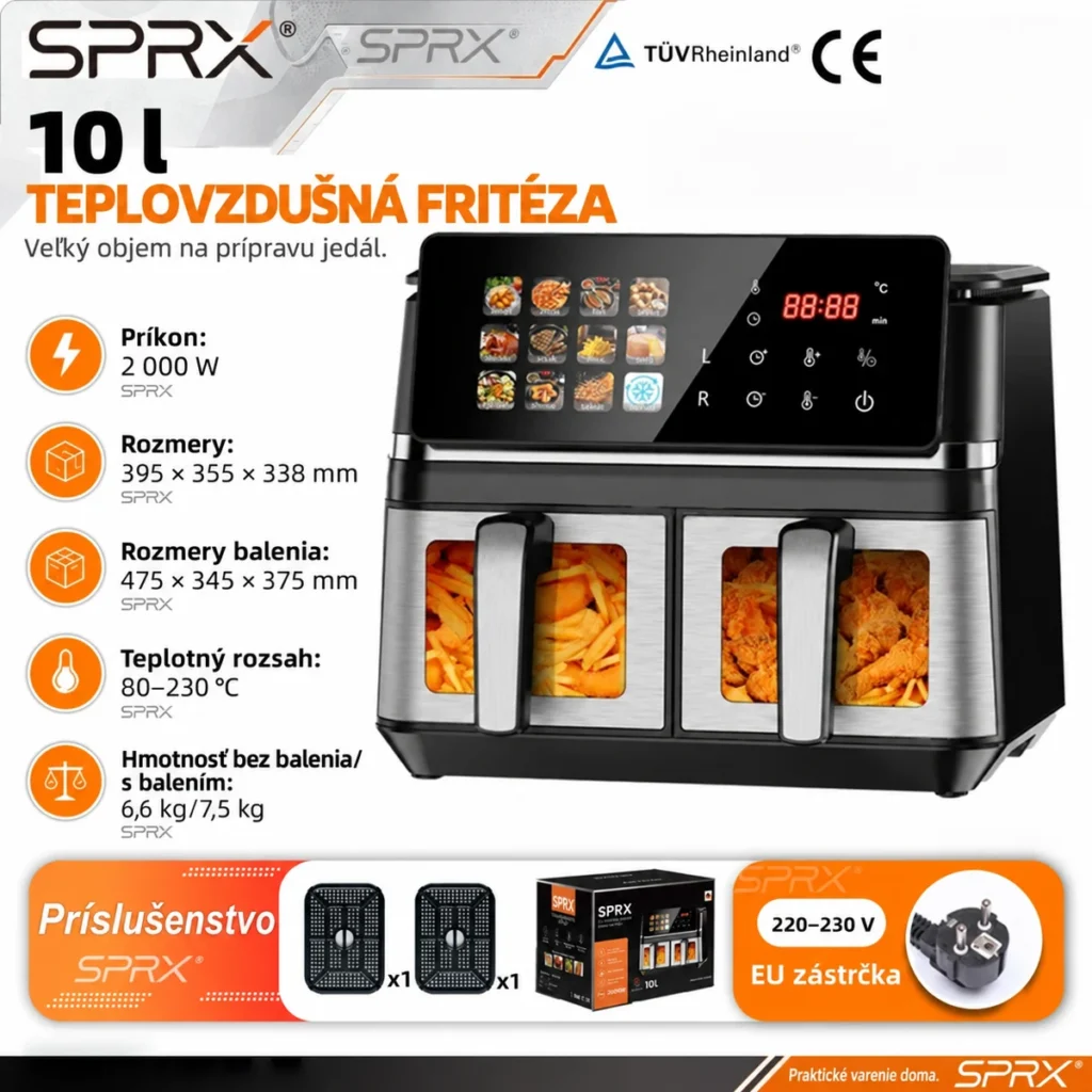 Deklarované rozmery, príkon a príslušenstvo fritézy SPRX