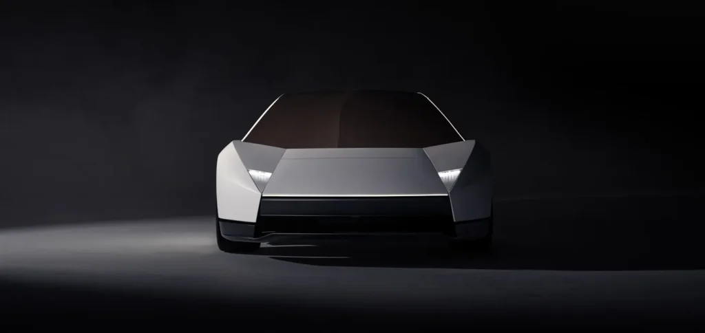 Predná časť nového bieleho elektromobilu Tesla Roadster
