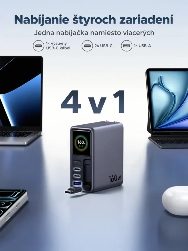 Nexode Pro 160 W so štyrmi nabíjacími výstupmi