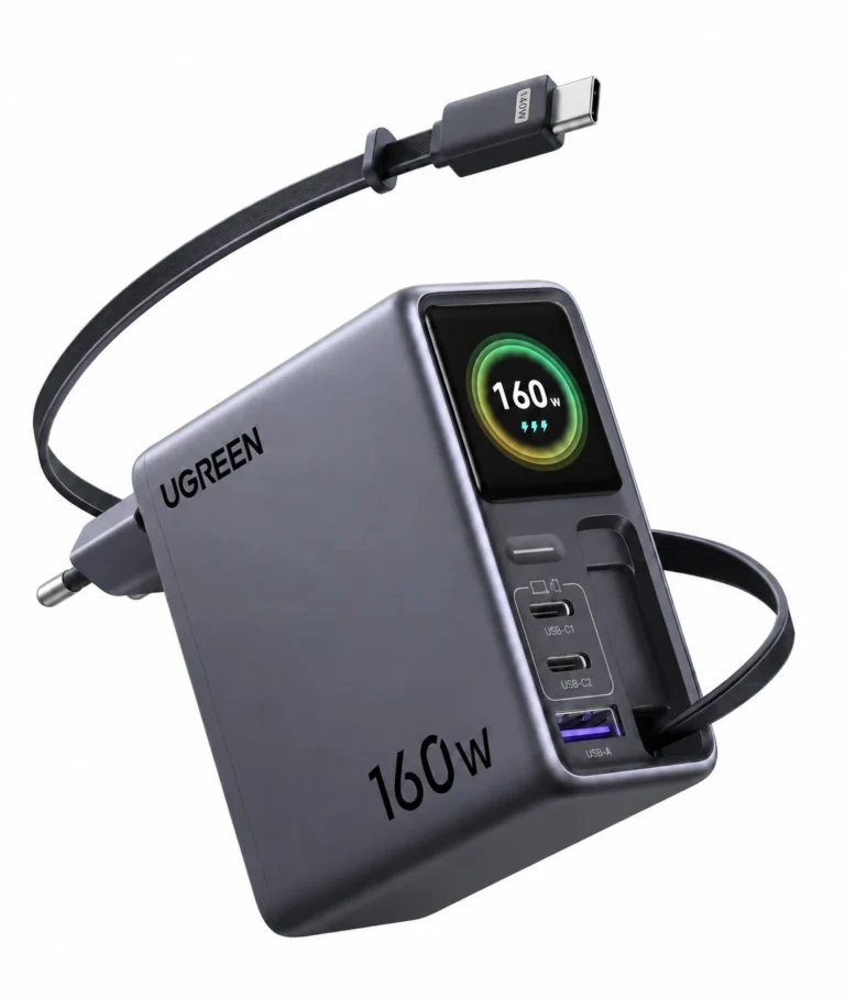 UGREEN Nexode Pro 160 W s výsuvným USB-C káblom a displejom