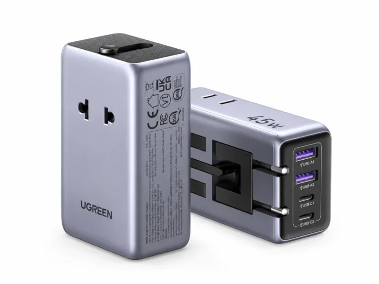 TOTO PRI CESTOVANÍ POTREBUJEŠ: UGREEN GaN 45W cestovný adaptér za 33 €: ŠTYRI USB PORTY a zástrčky do zahraničia